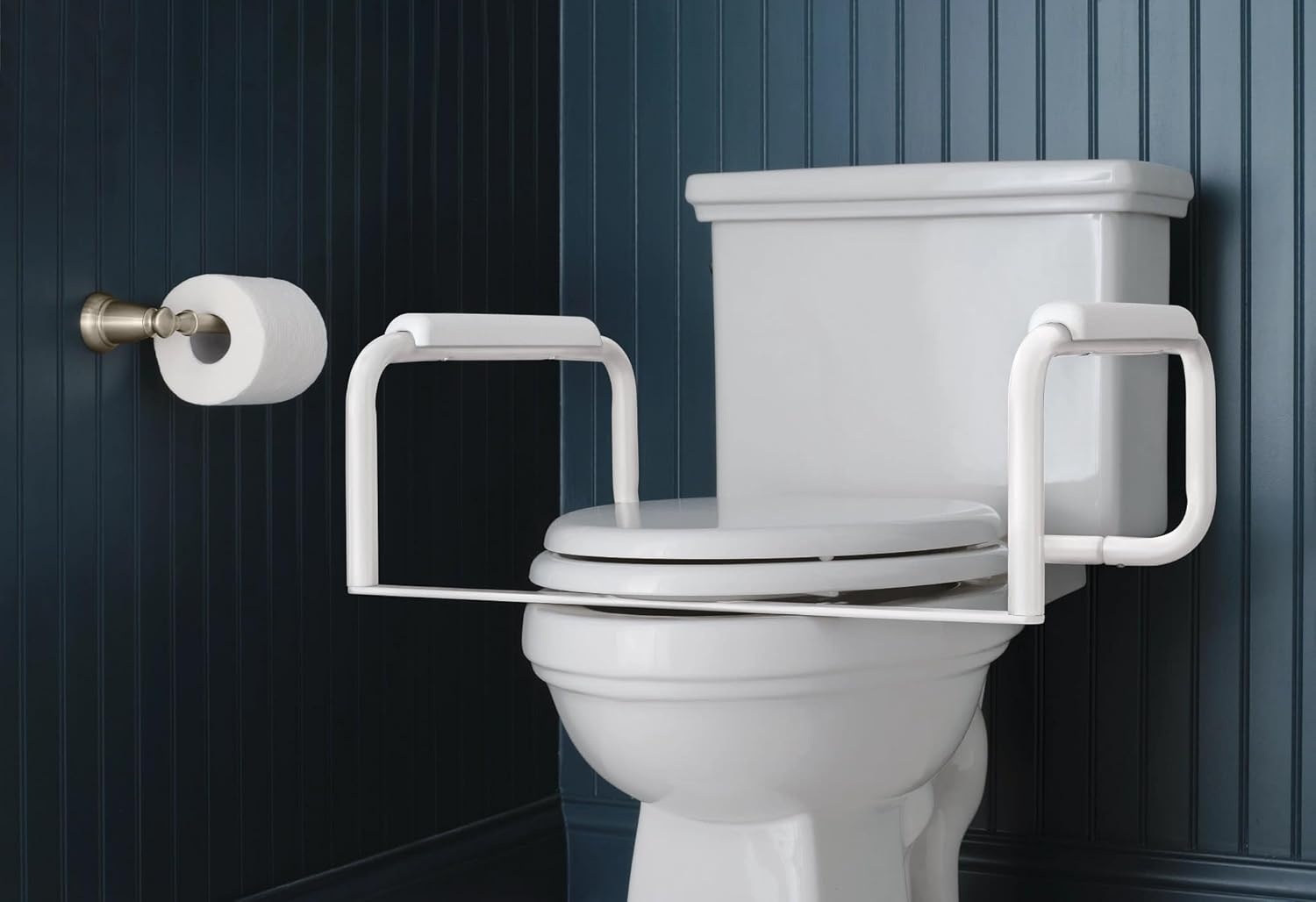 image:imageMoen Glacier White Home Care Bathroom Safety Toilet Grab Bar Toilet Rails for Seniors DN7015