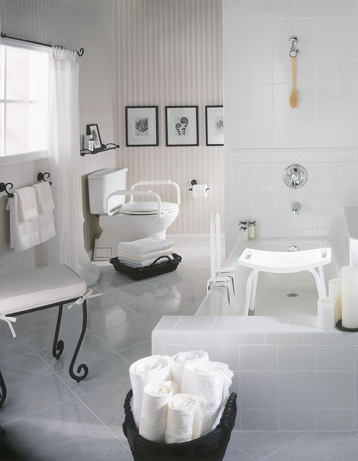 image:imageMoen Glacier White Home Care Bathroom Safety Toilet Grab Bar Toilet Rails for Seniors DN7015