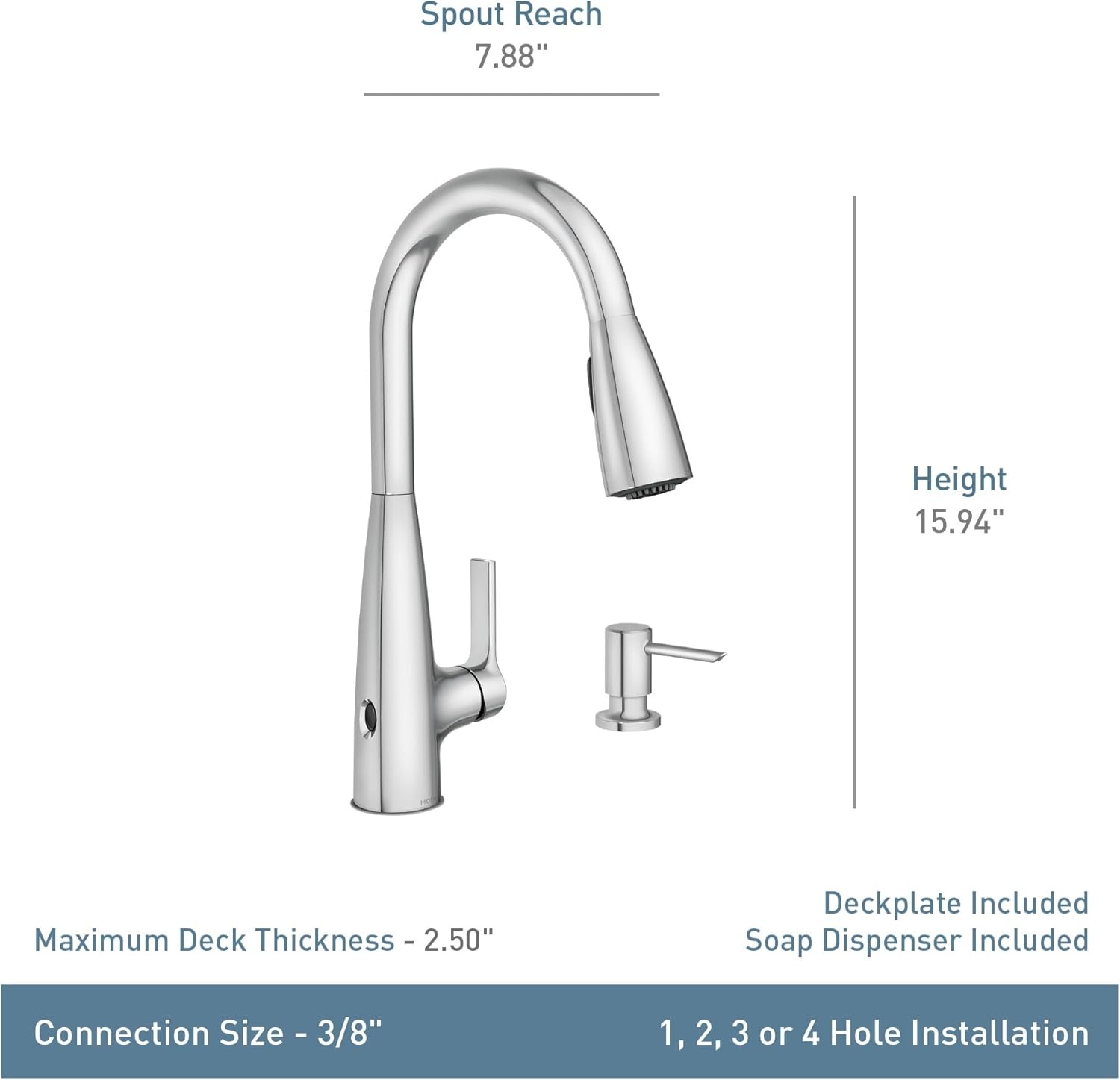 image:imageMoen Haelyn Matte Black Touchless SingleHandle PullDown Sprayer Kitchen Faucet with Soap Dispenser Features Power Clean for a Faster Wash 87627EWBLChrome