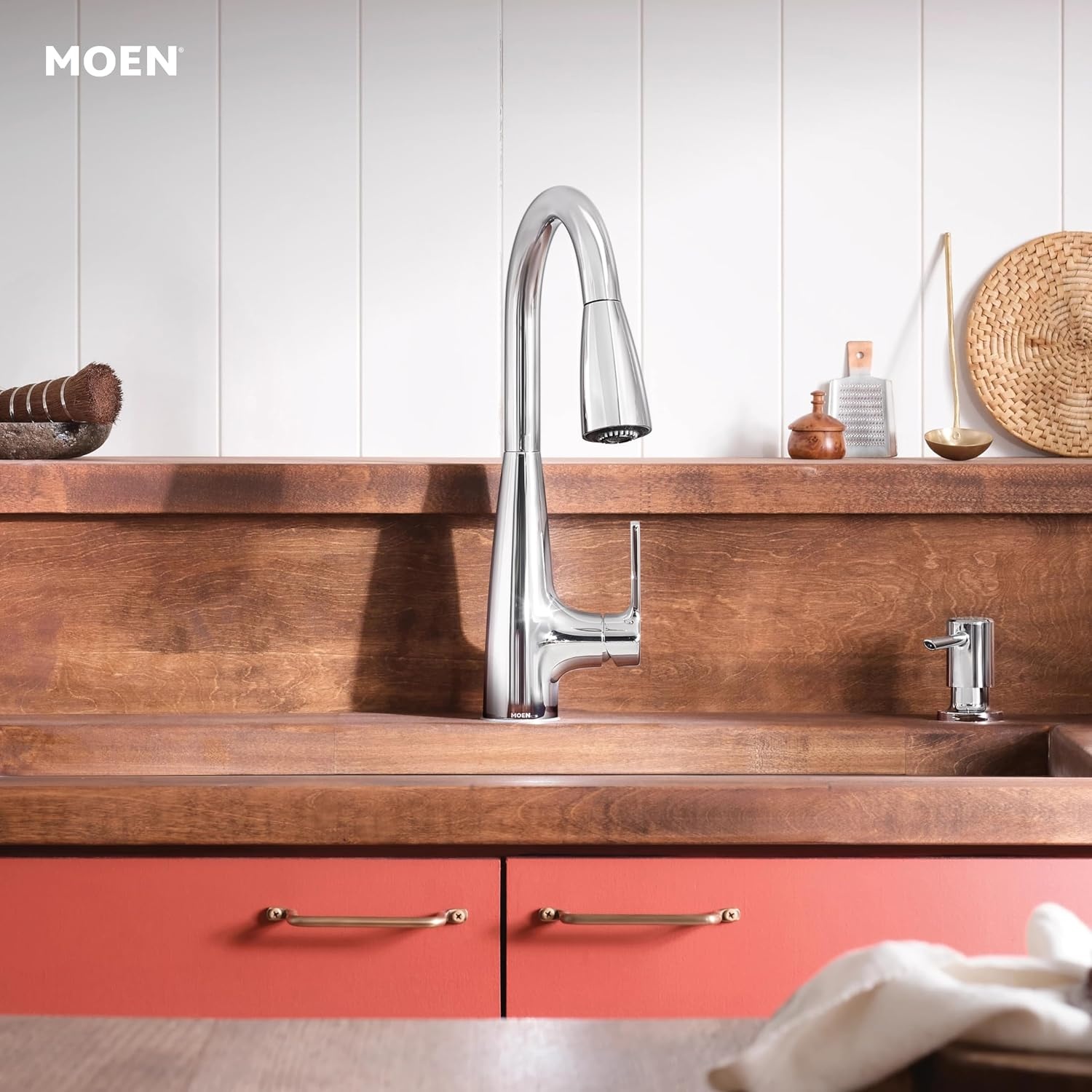 image:imageMoen Haelyn Matte Black Touchless SingleHandle PullDown Sprayer Kitchen Faucet with Soap Dispenser Features Power Clean for a Faster Wash 87627EWBLChrome