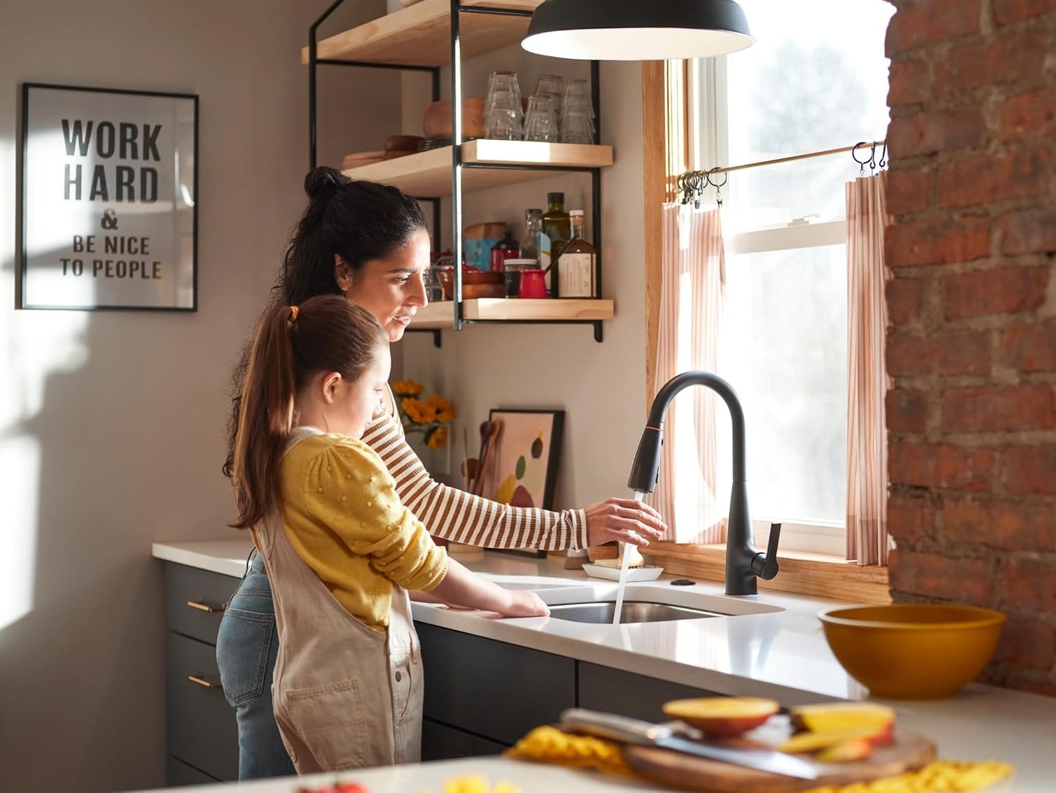 image:imageMoen Haelyn Matte Black Touchless SingleHandle PullDown Sprayer Kitchen Faucet with Soap Dispenser Features Power Clean for a Faster Wash 87627EWBLMatte Black