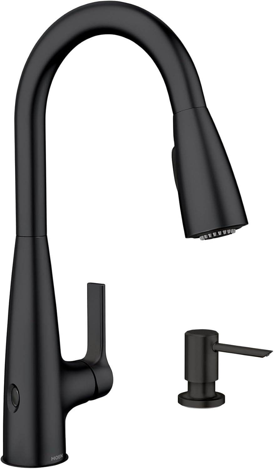 image:imageMoen Haelyn Matte Black Touchless SingleHandle PullDown Sprayer Kitchen Faucet with Soap Dispenser Features Power Clean for a Faster Wash 87627EWBLMatte Black