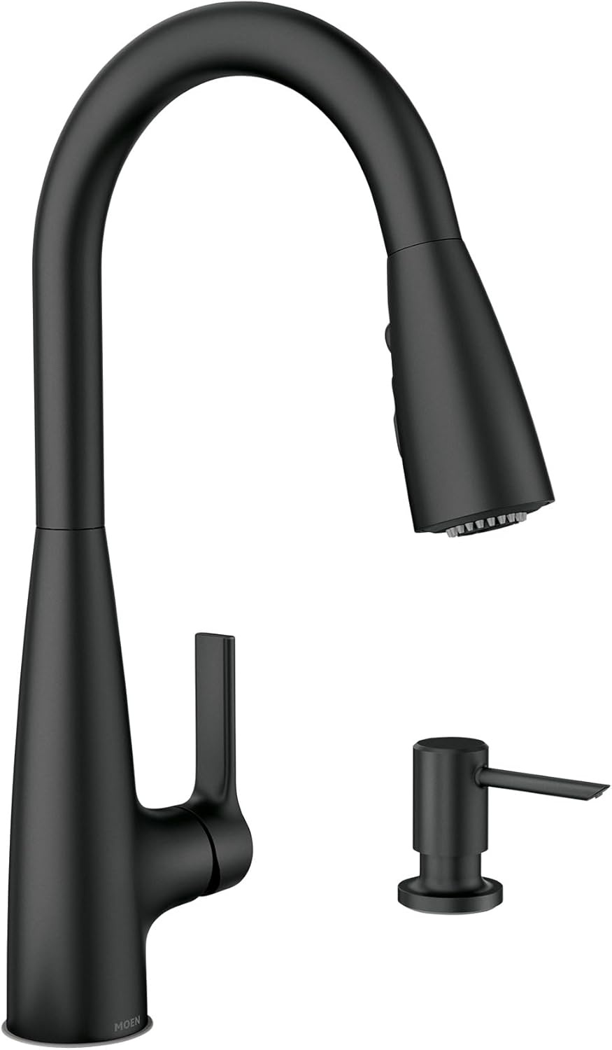 image:imageMoen Haelyn Matte Black Touchless SingleHandle PullDown Sprayer Kitchen Faucet with Soap Dispenser Features Power Clean for a Faster Wash 87627EWBLMatte Black
