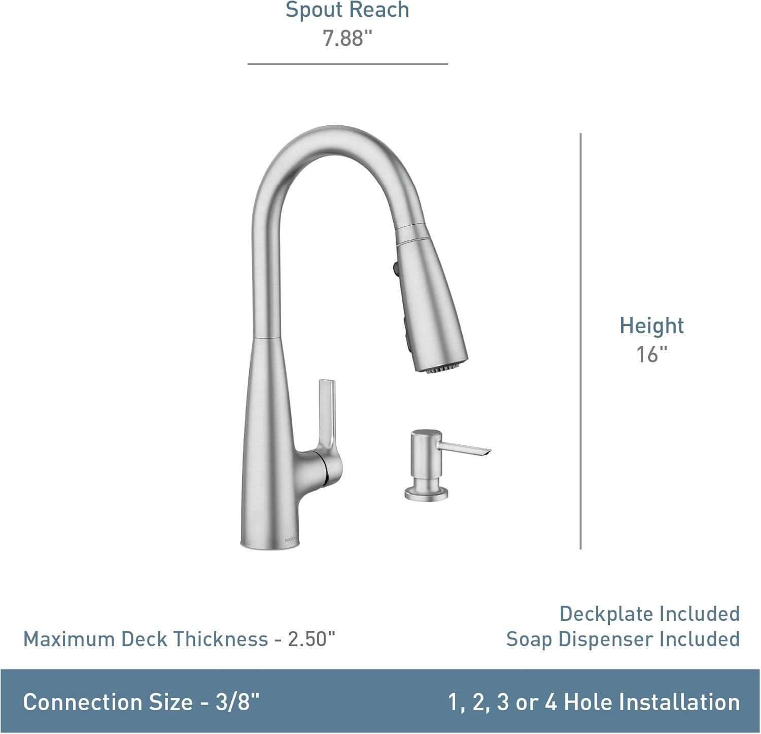 image:imageMoen Haelyn Matte Black Touchless SingleHandle PullDown Sprayer Kitchen Faucet with Soap Dispenser Features Power Clean for a Faster Wash 87627EWBLMatte Black
