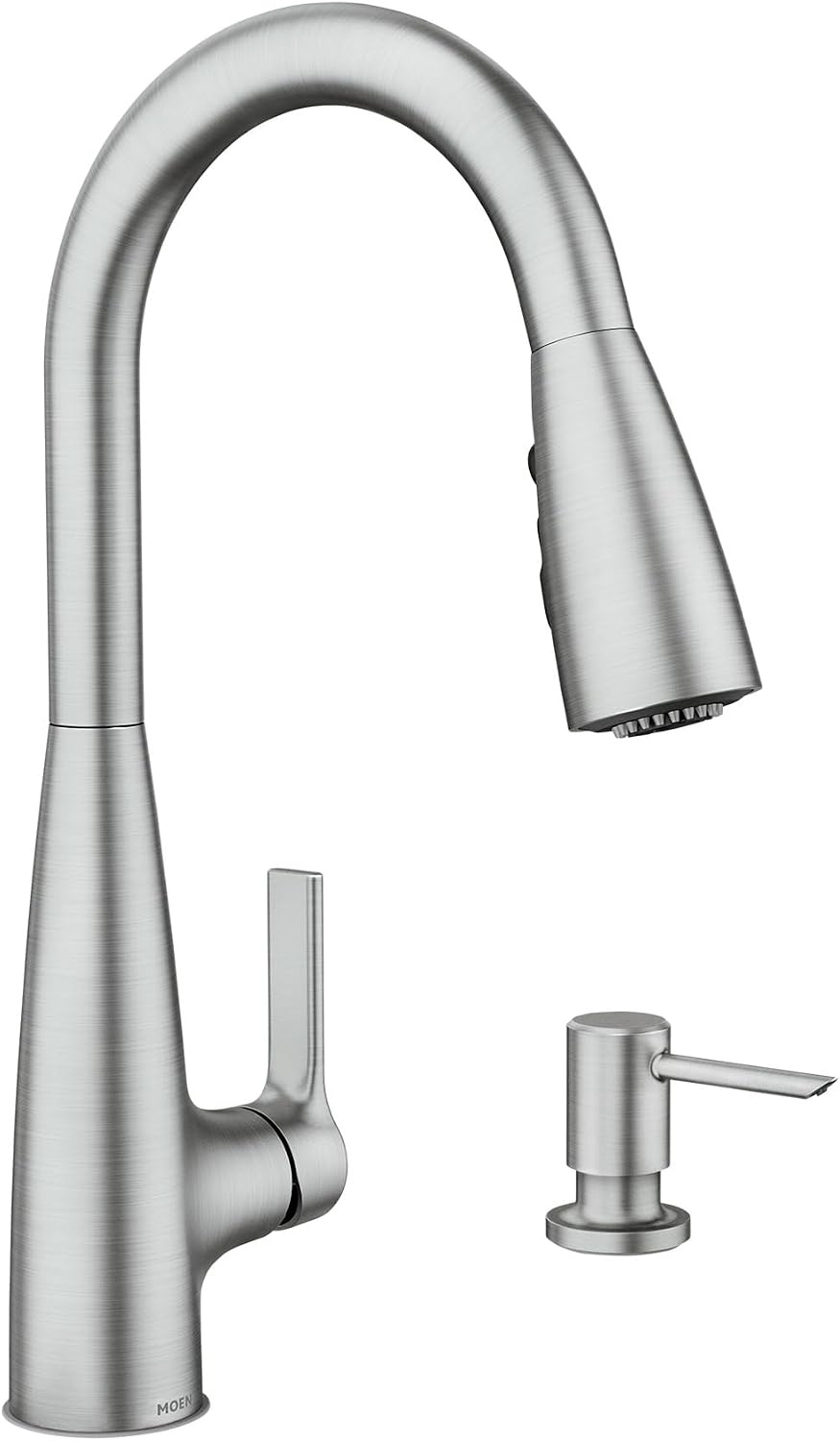 image:imageMoen Haelyn Matte Black Touchless SingleHandle PullDown Sprayer Kitchen Faucet with Soap Dispenser Features Power Clean for a Faster Wash 87627EWBLSpot Resist Stainless