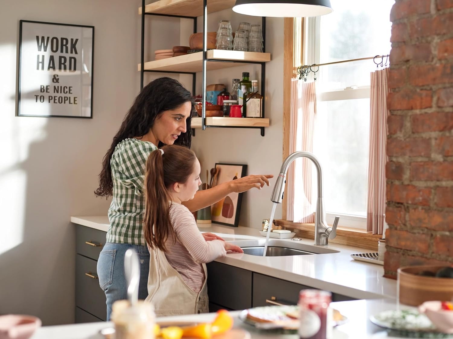 image:imageMoen Haelyn Matte Black Touchless SingleHandle PullDown Sprayer Kitchen Faucet with Soap Dispenser Features Power Clean for a Faster Wash 87627EWBLSpot Resist Stainless