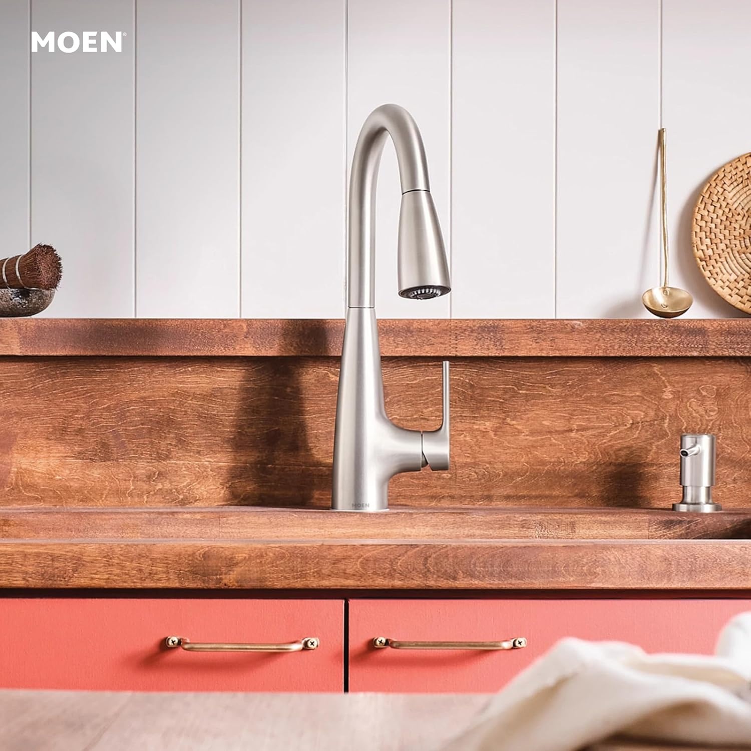 image:imageMoen Haelyn Matte Black Touchless SingleHandle PullDown Sprayer Kitchen Faucet with Soap Dispenser Features Power Clean for a Faster Wash 87627EWBLSpot Resist Stainless