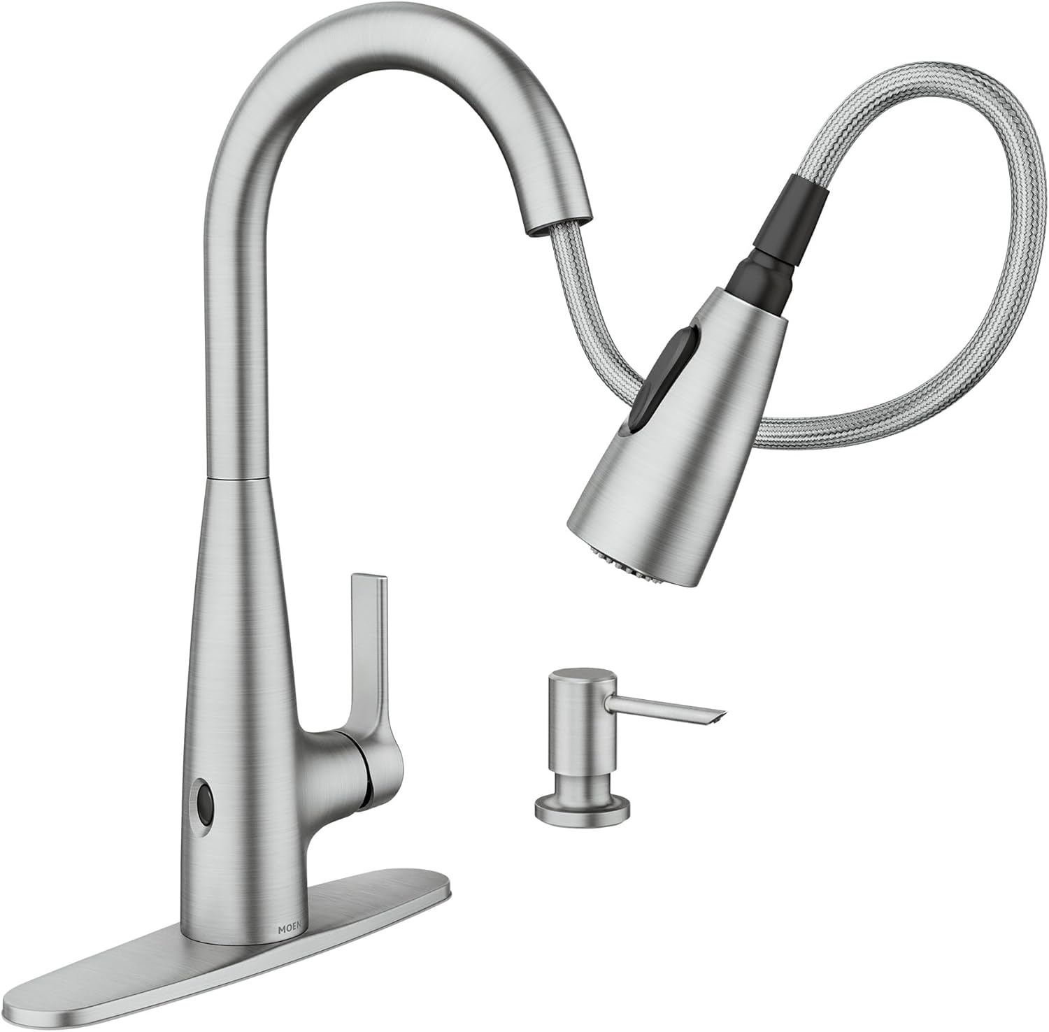 image:imageMoen Haelyn Matte Black Touchless SingleHandle PullDown Sprayer Kitchen Faucet with Soap Dispenser Features Power Clean for a Faster Wash 87627EWBLSpot Resist Stainless