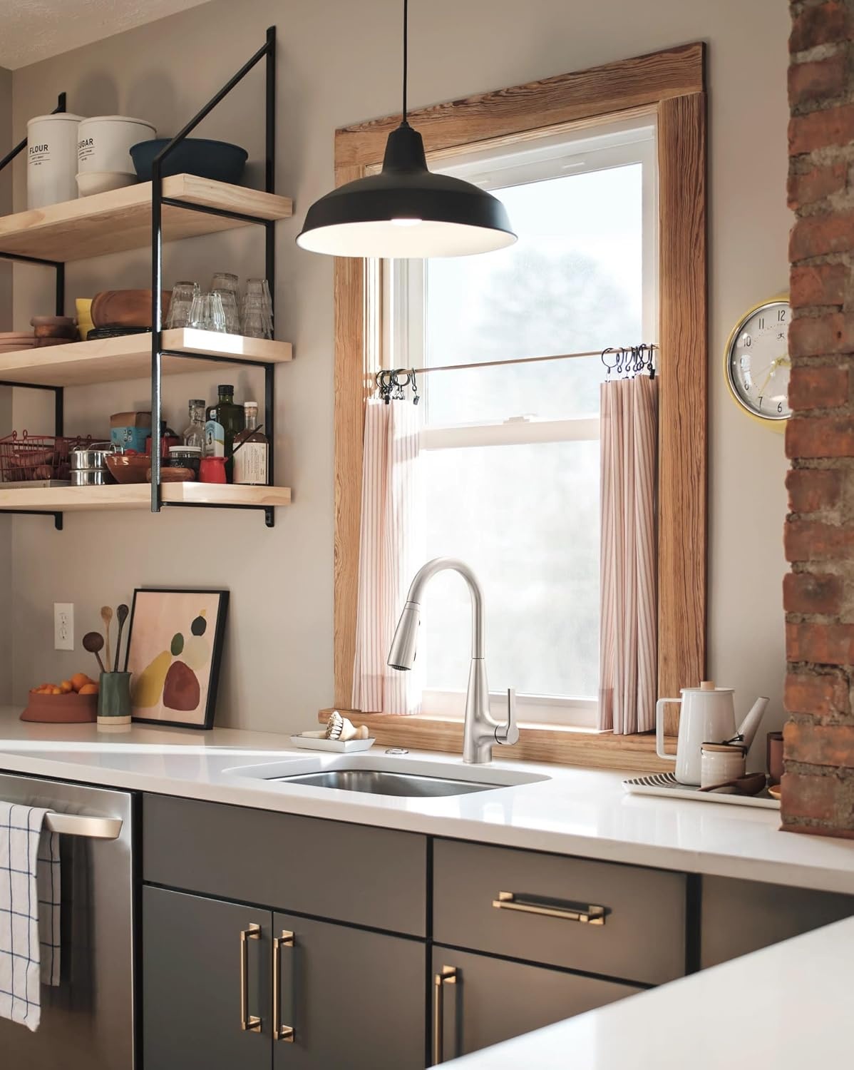 image:imageMoen Haelyn Matte Black Touchless SingleHandle PullDown Sprayer Kitchen Faucet with Soap Dispenser Features Power Clean for a Faster Wash 87627EWBLSpot Resist Stainless