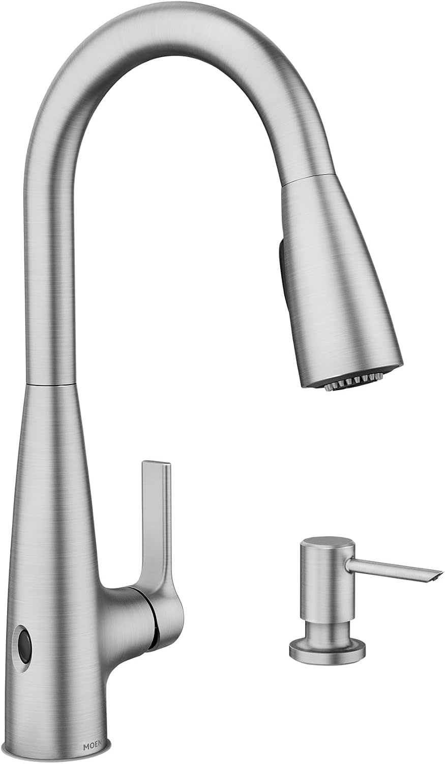 image:imageMoen Haelyn Matte Black Touchless SingleHandle PullDown Sprayer Kitchen Faucet with Soap Dispenser Features Power Clean for a Faster Wash 87627EWBLSpot Resist Stainless