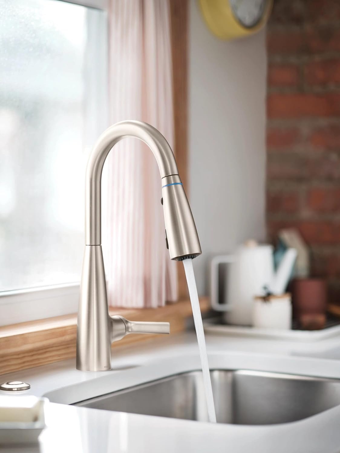 image:imageMoen Haelyn Matte Black Touchless SingleHandle PullDown Sprayer Kitchen Faucet with Soap Dispenser Features Power Clean for a Faster Wash 87627EWBLSpot Resist Stainless