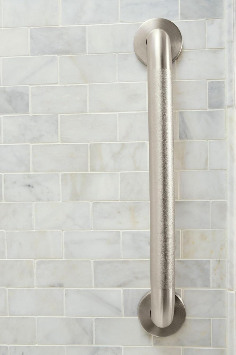 image:imageMoen Home Care Bathroom Safety 18 Inch Stainless Steel Handicap Grab Bar for Bathtub and Shower Elderly Assistance Product with Concealed Screws Polished Brass R8918Peened