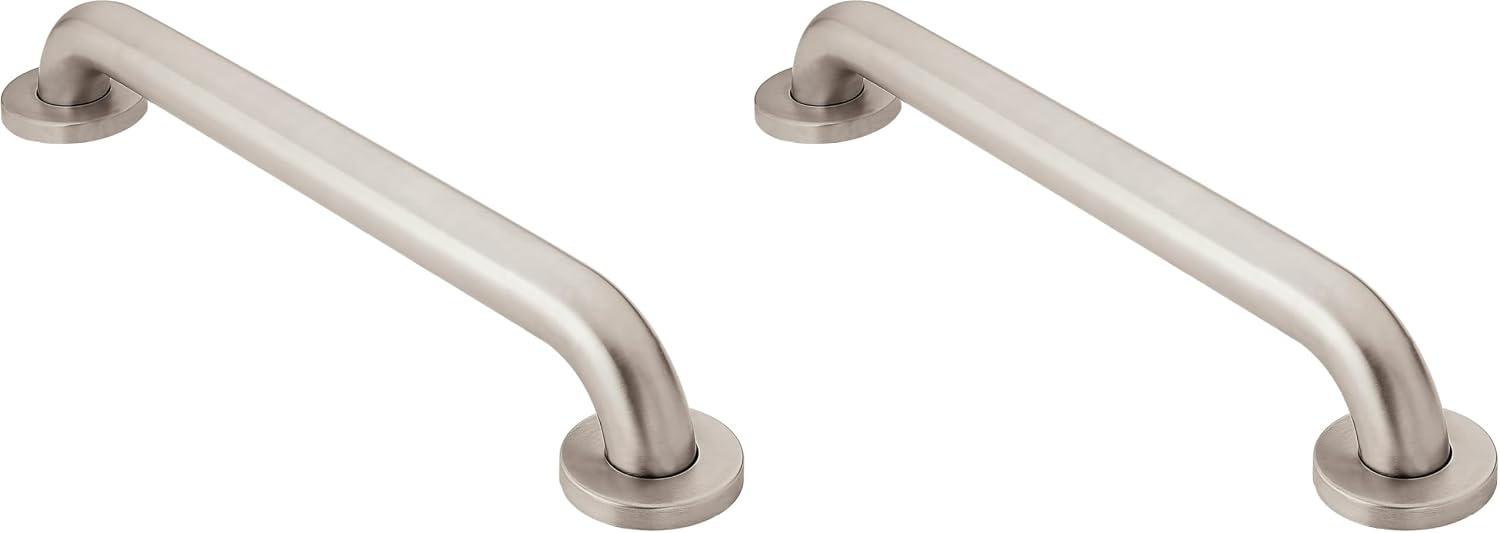 image:imageMoen Home Care Bathroom Safety 18 Inch Stainless Steel Handicap Grab Bar for Bathtub and Shower Elderly Assistance Product with Concealed Screws Polished Brass R8918Stainless