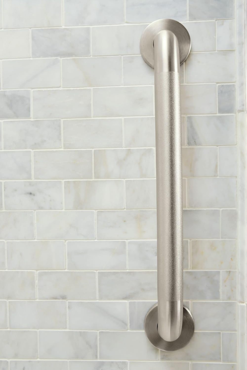 image:imageMoen Home Care Bathroom Safety 18 Inch Stainless Steel Handicap Grab Bar for Bathtub and Shower Elderly Assistance Product with Concealed Screws Polished Brass R8918Peened