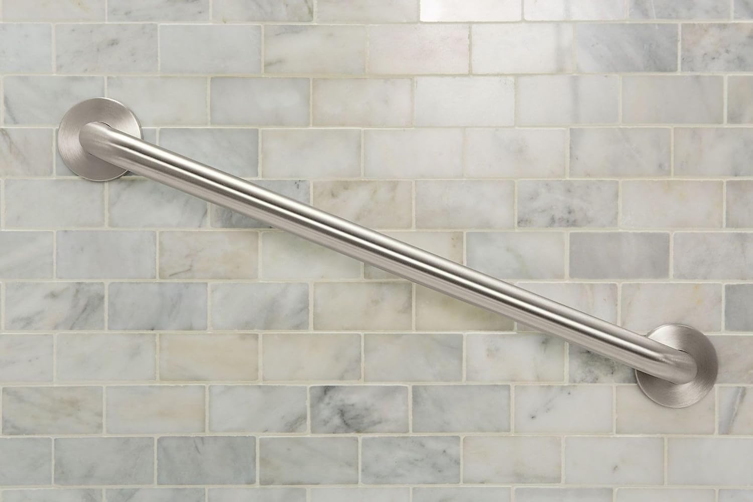 image:imageMoen Home Care Bathroom Safety 24 Inch Stainless Steel Handicap Grab Bar for Bathtub and Shower Heavy Duty Handle Elderly Assistance Product with Concealed Screws 8724Inoxidable