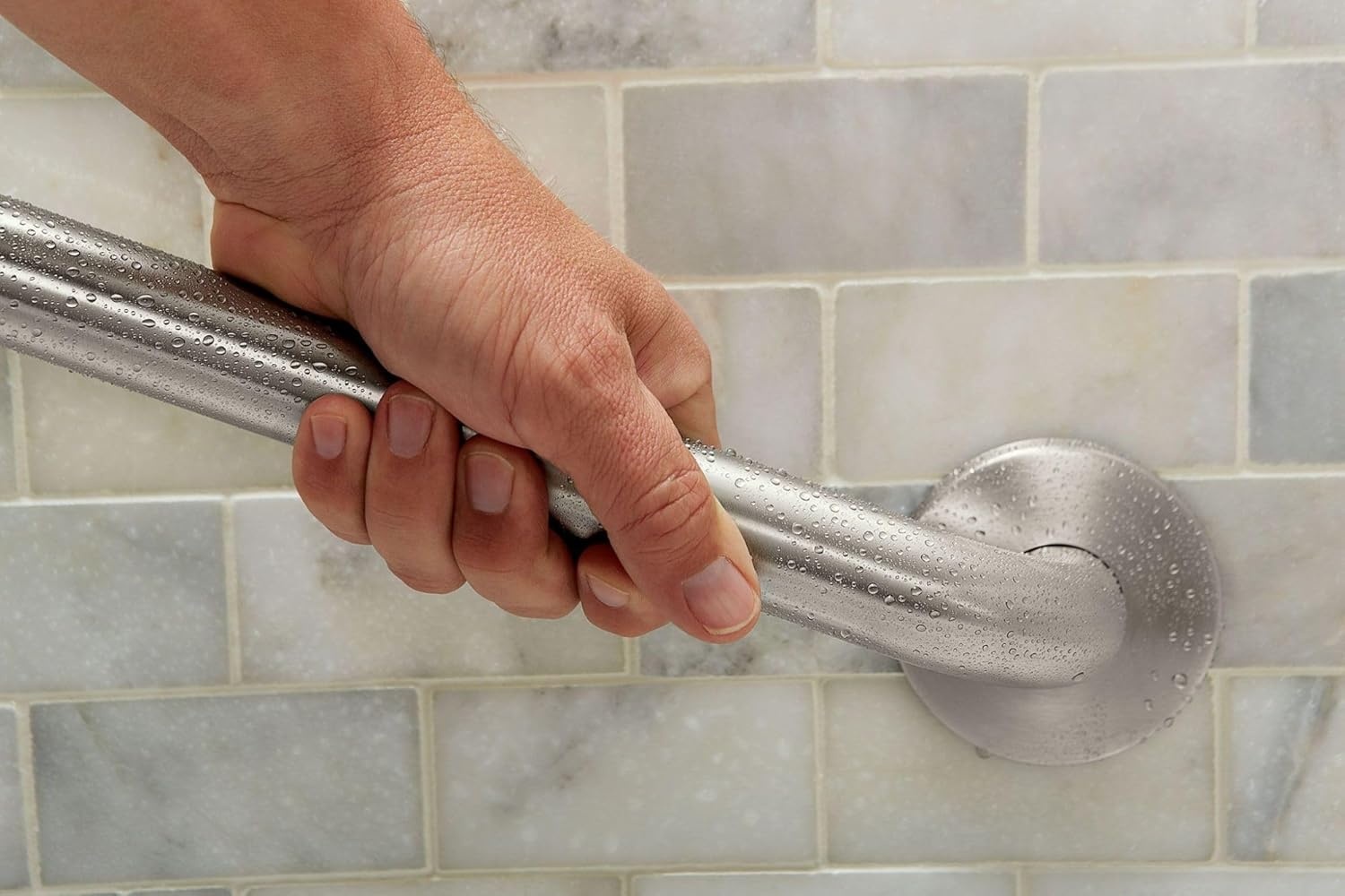 image:imageMoen Home Care Bathroom Safety 24 Inch Stainless Steel Handicap Grab Bar for Bathtub and Shower Heavy Duty Handle Elderly Assistance Product with Concealed Screws 8724Inoxidable