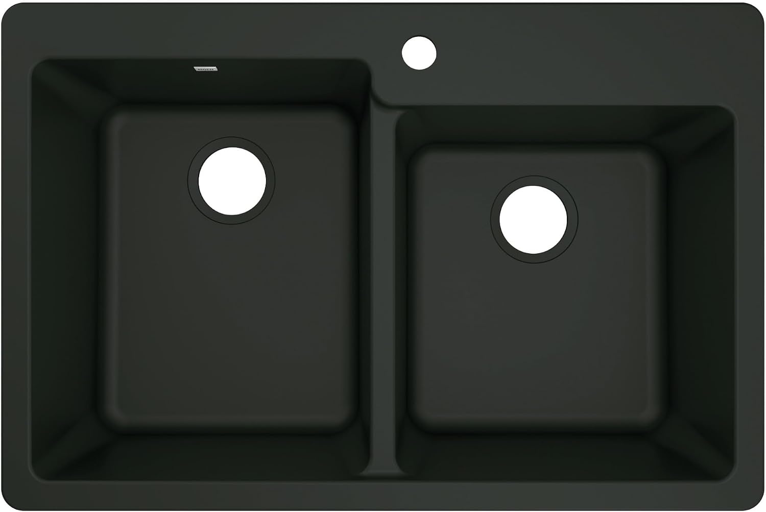 image:imageMoen Host Black Granite 33Inch Wide x 95Inch Deep Dual Mount Double Bowl Kitchen Sink GGB3024B