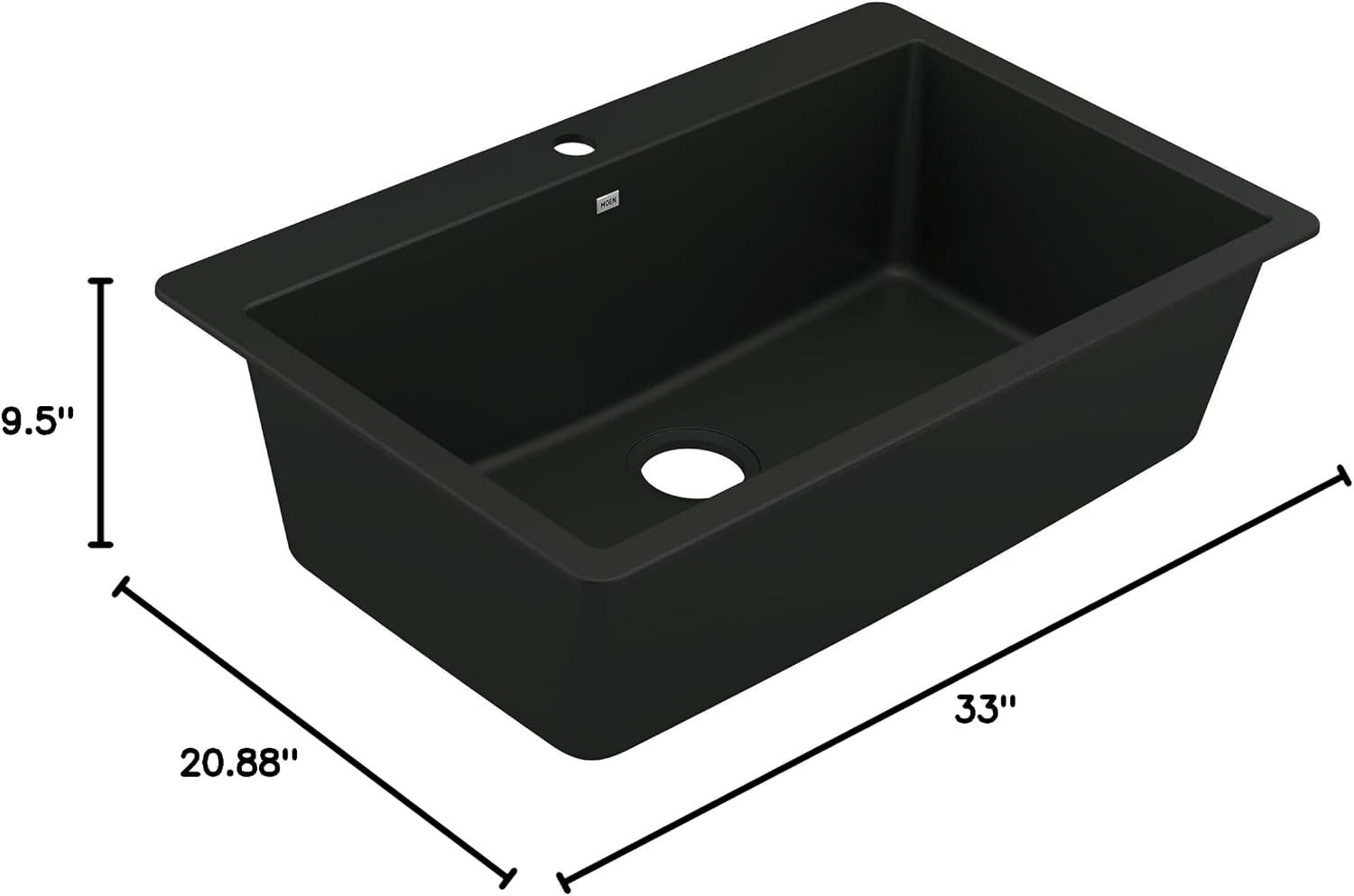 image:imageMoen Host Black Granite 33Inch Wide x 95Inch Deep Dual Mount Single Bowl Kitchen Sink GGB3026BBlack