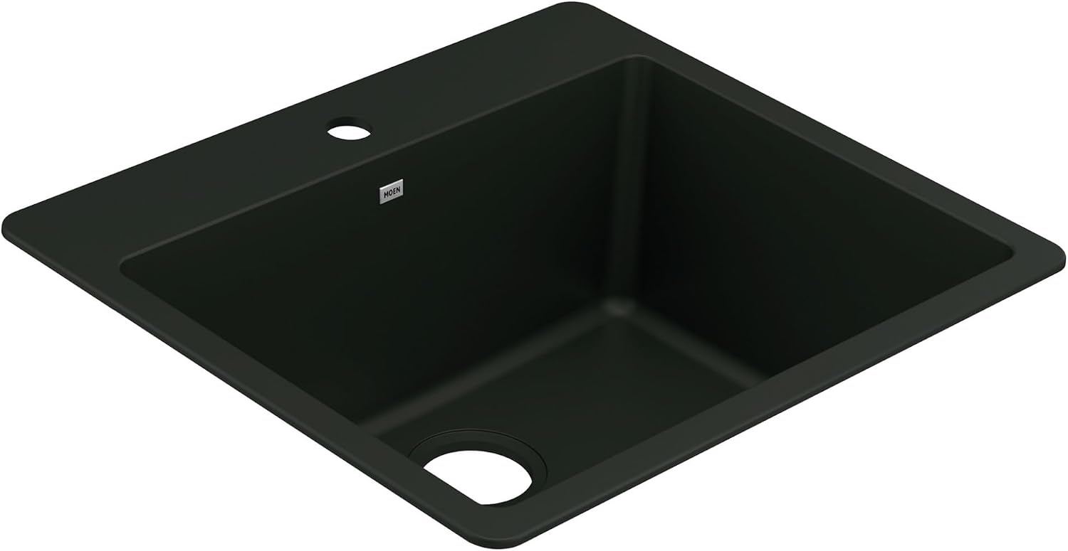 image:imageMoen Host Black Granite 33Inch Wide x 95Inch Deep Dual Mount Single Bowl Kitchen Sink GGB3026BBlack