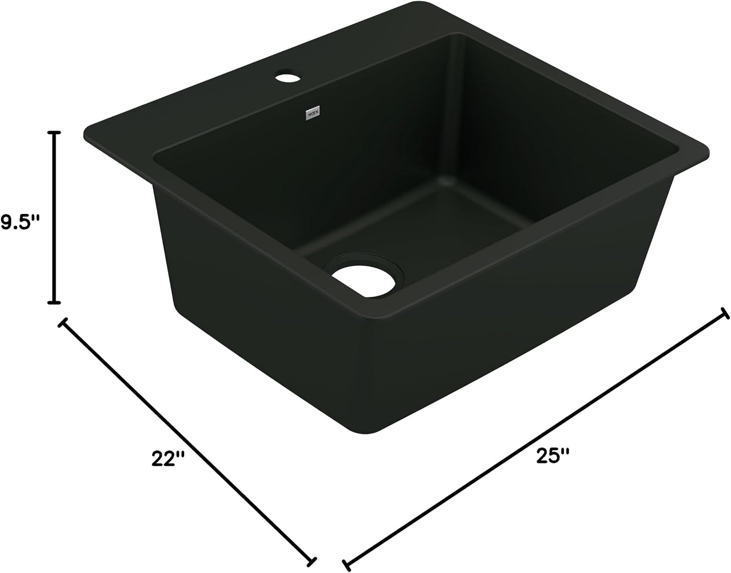 image:imageMoen Host Black Granite 33Inch Wide x 95Inch Deep Dual Mount Single Bowl Kitchen Sink GGB3026BBlack
