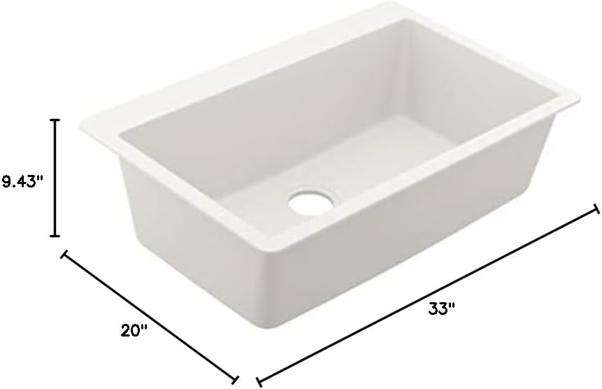 image:imageMoen Host Black Granite 33Inch Wide x 95Inch Deep Dual Mount Single Bowl Kitchen Sink GGB3026BWhite