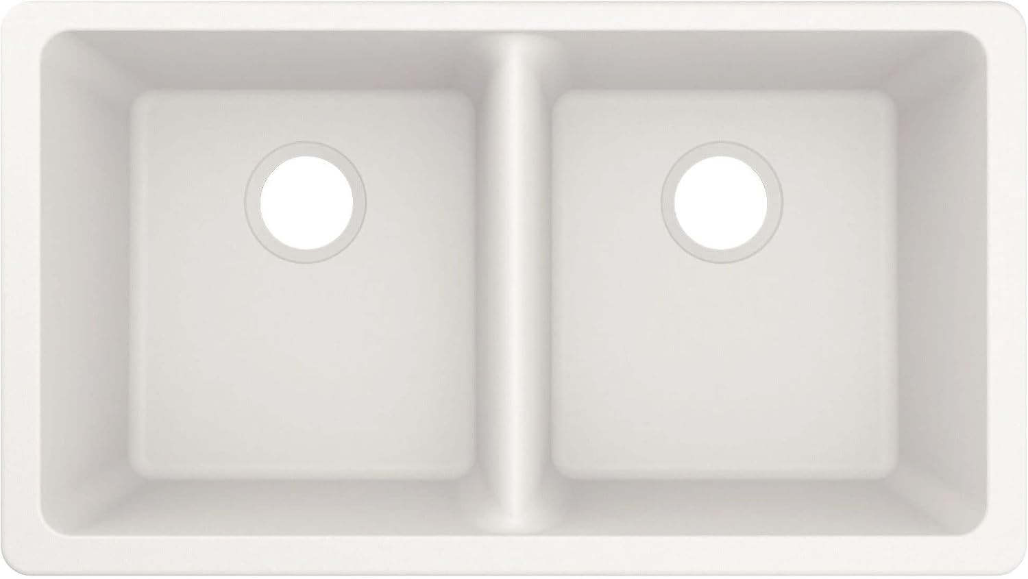 image:imageMoen Host White Granite 33Inch Wide x 95Inch Deep Undermount Double Bowl Kitchen Sink GGW4012BWhite