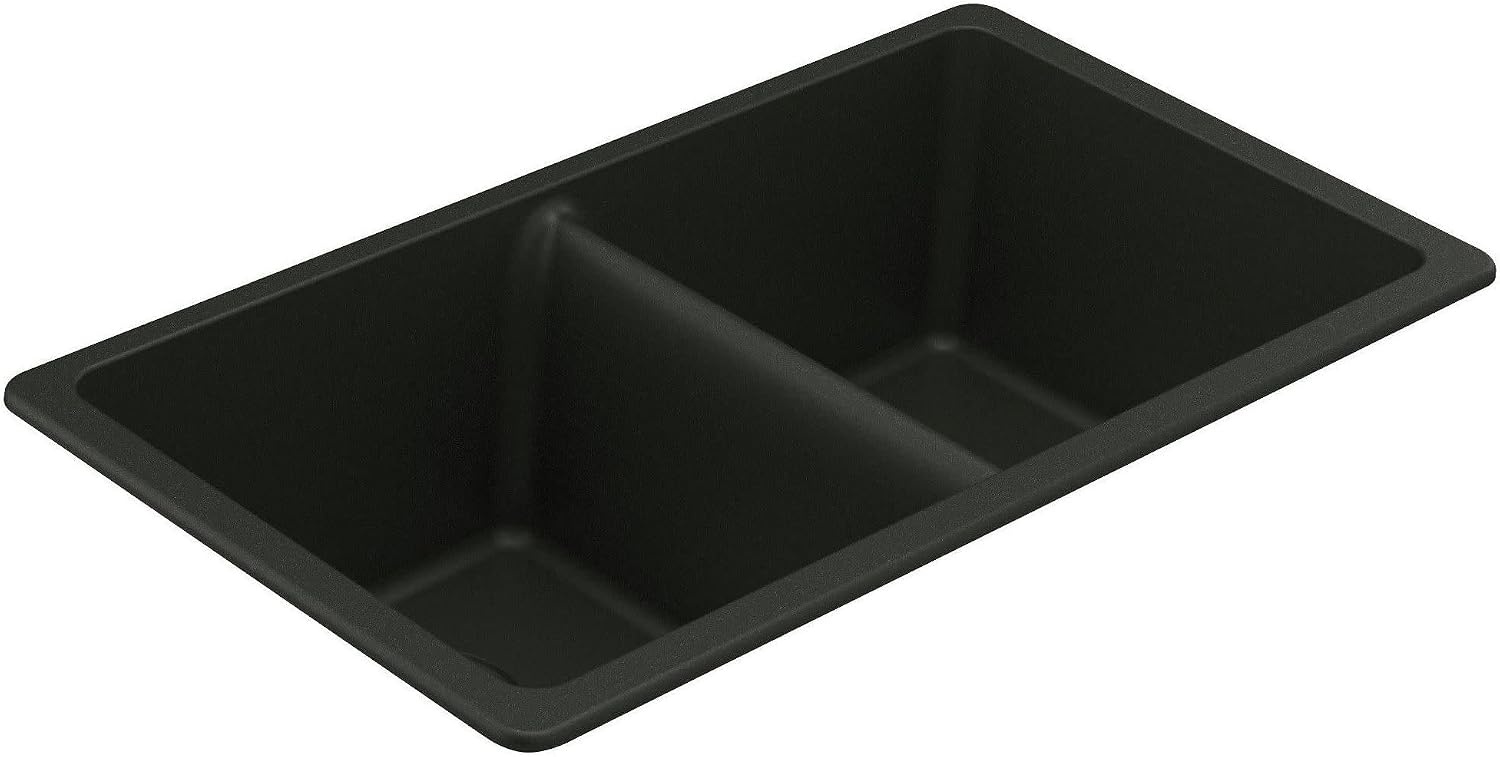 image:imageMoen Host White Granite 33Inch Wide x 95Inch Deep Undermount Double Bowl Kitchen Sink GGW4012BWhite