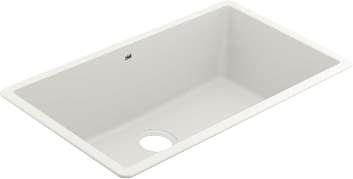image:imageMoen Host White Granite 33Inch Wide x 95Inch Deep Undermount Single Bowl Kitchen Sink GGW4010BWhite