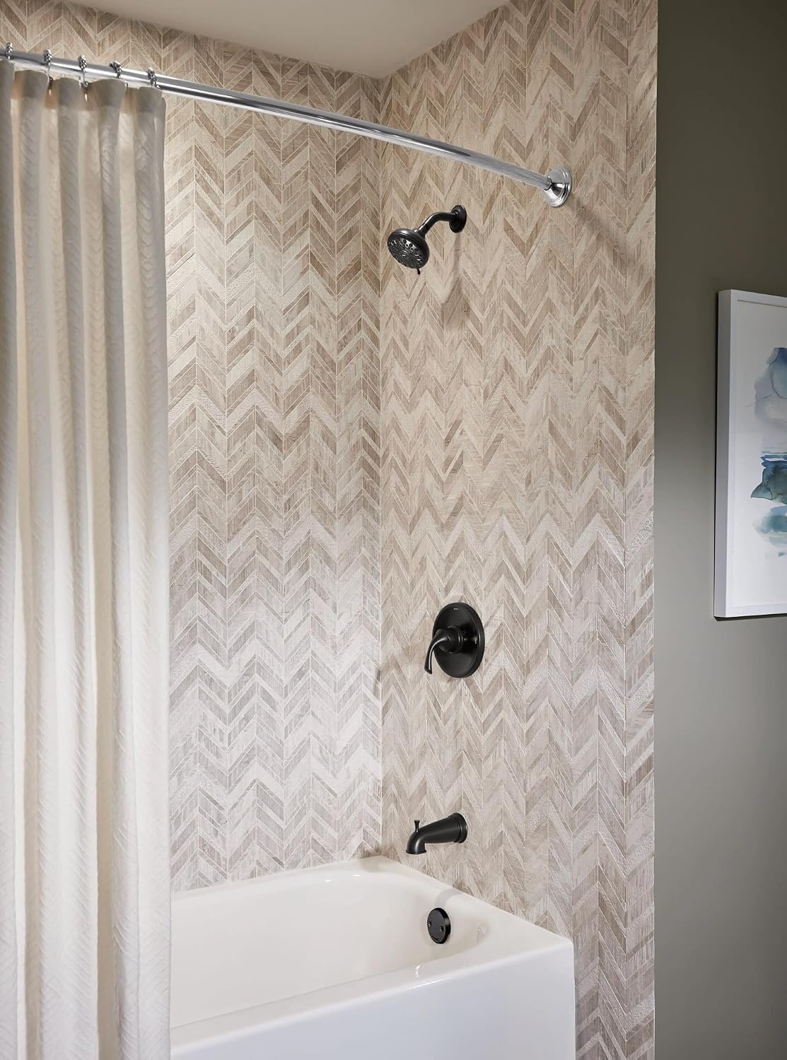 image:imageMoen Idora PosiTemp Tub amp Shower Faucet Kit wValve 82115SRN Tub and shower kit Valve included PosiTemp system Spot resist nickel finish 5spray showerheadMatte Black