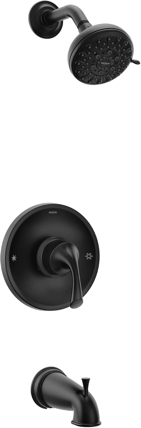 image:imageMoen Idora PosiTemp Tub amp Shower Faucet Kit wValve 82115SRN Tub and shower kit Valve included PosiTemp system Spot resist nickel finish 5spray showerheadMatte Black