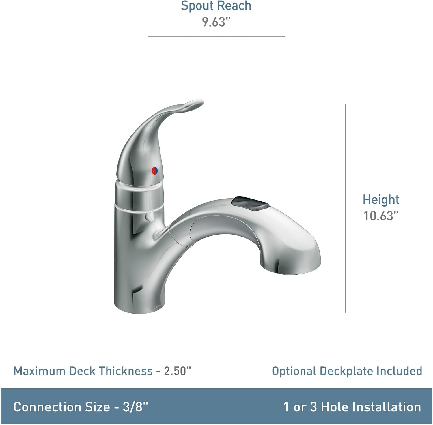 image:imageMoen Integra Chrome OneHandle Pullout Kitchen or Laundry Faucet Featuring Power Clean 67315CChrome