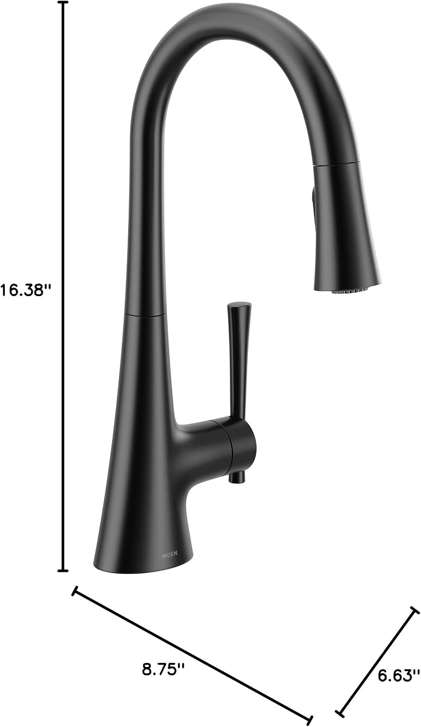 image:imageMoen Kurv Chrome 3in1 Water Filtration Pull Down Kitchen Faucet Water Filter for Sink Faucet Sold Separately F9126Matte Black
