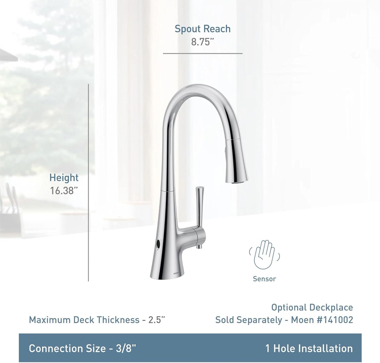 image:imageMoen Kurv Chrome 3in1 Water Filtration Pull Down Kitchen Faucet Water Filter for Sink Faucet Sold Separately F9126Matte Black
