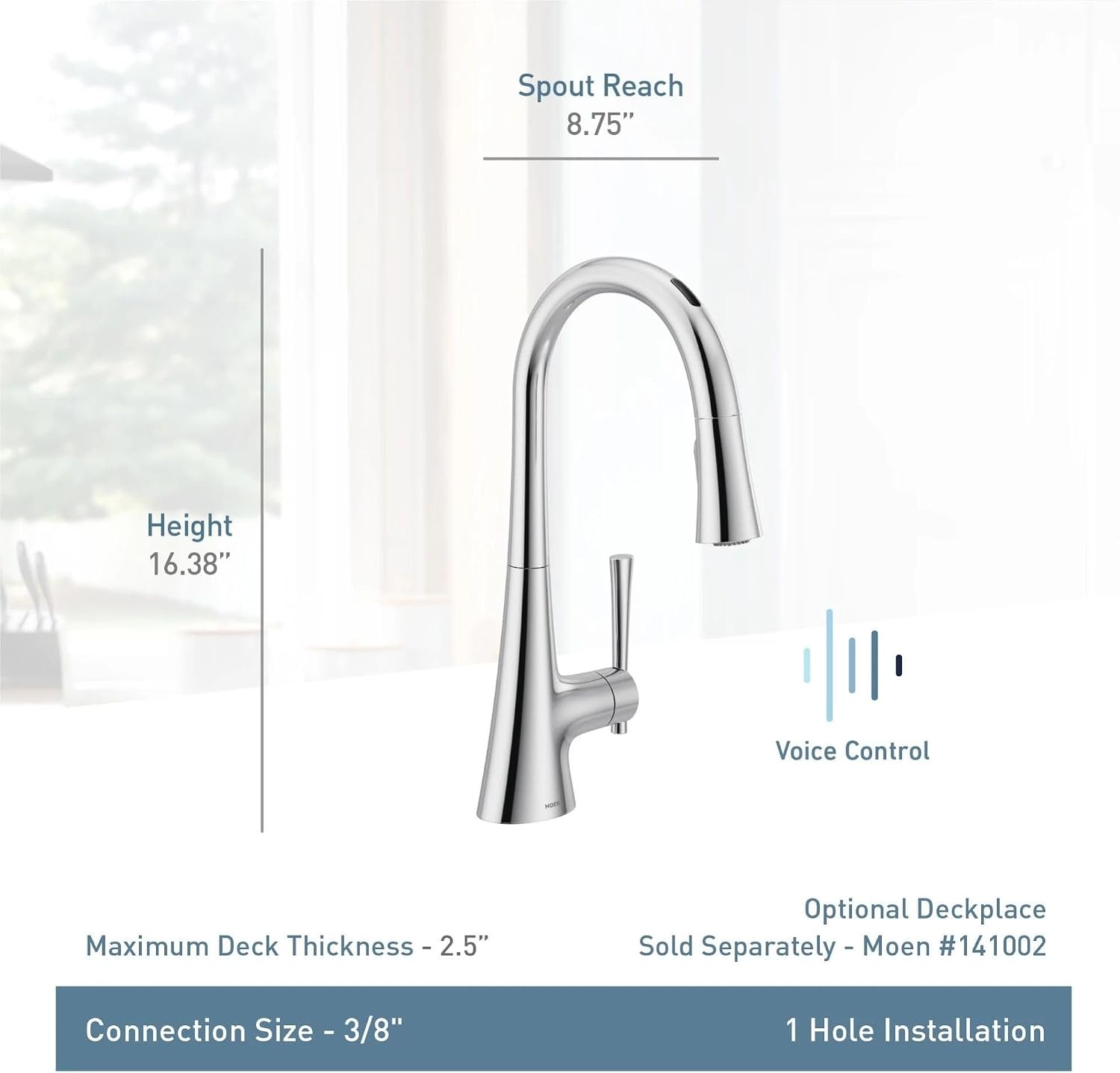 image:imageMoen Kurv Chrome 3in1 Water Filtration Pull Down Kitchen Faucet Water Filter for Sink Faucet Sold Separately F9126Matte Black