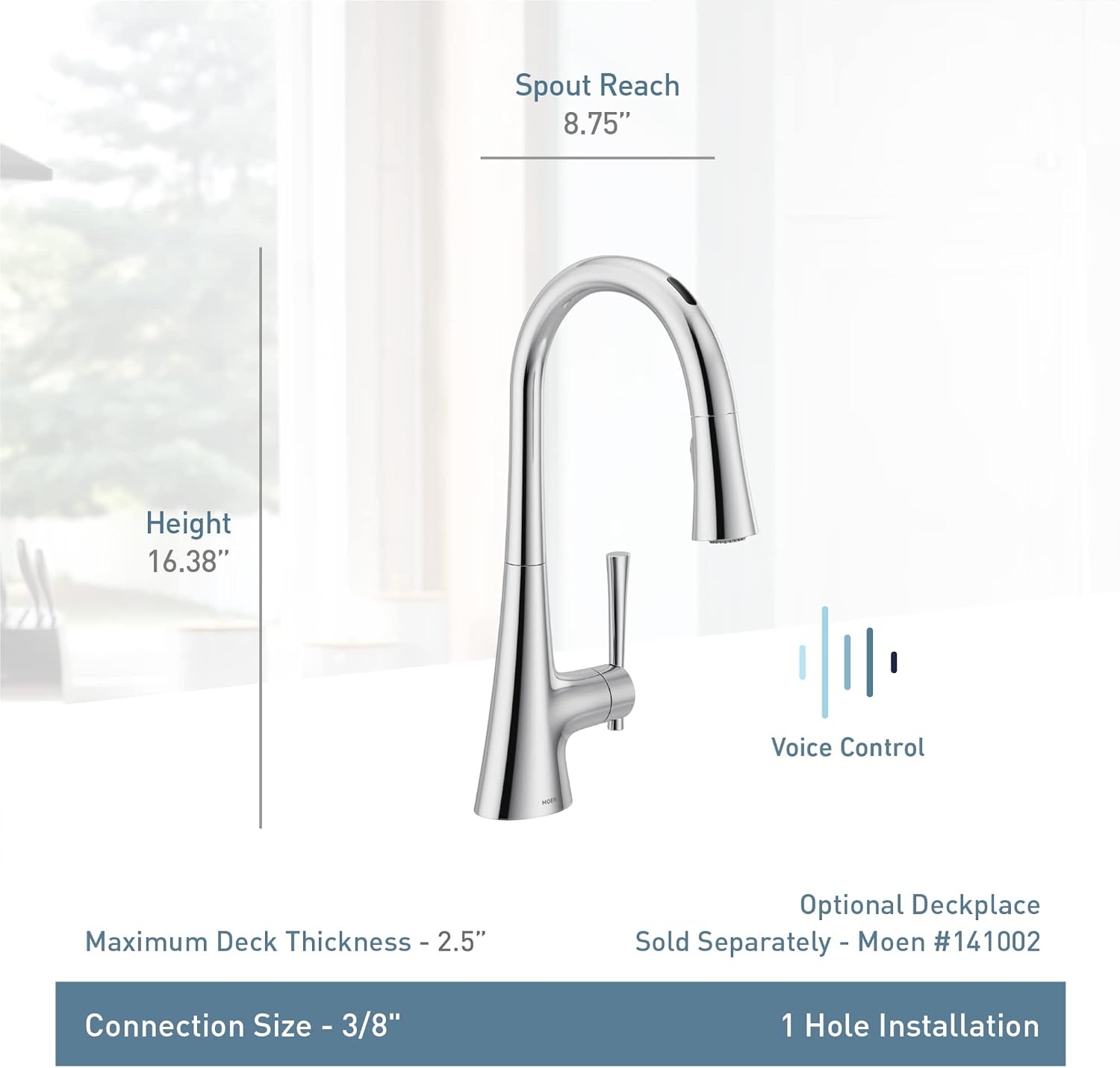 image:imageMoen Kurv Chrome 3in1 Water Filtration Pull Down Kitchen Faucet Water Filter for Sink Faucet Sold Separately F9126Matte Black