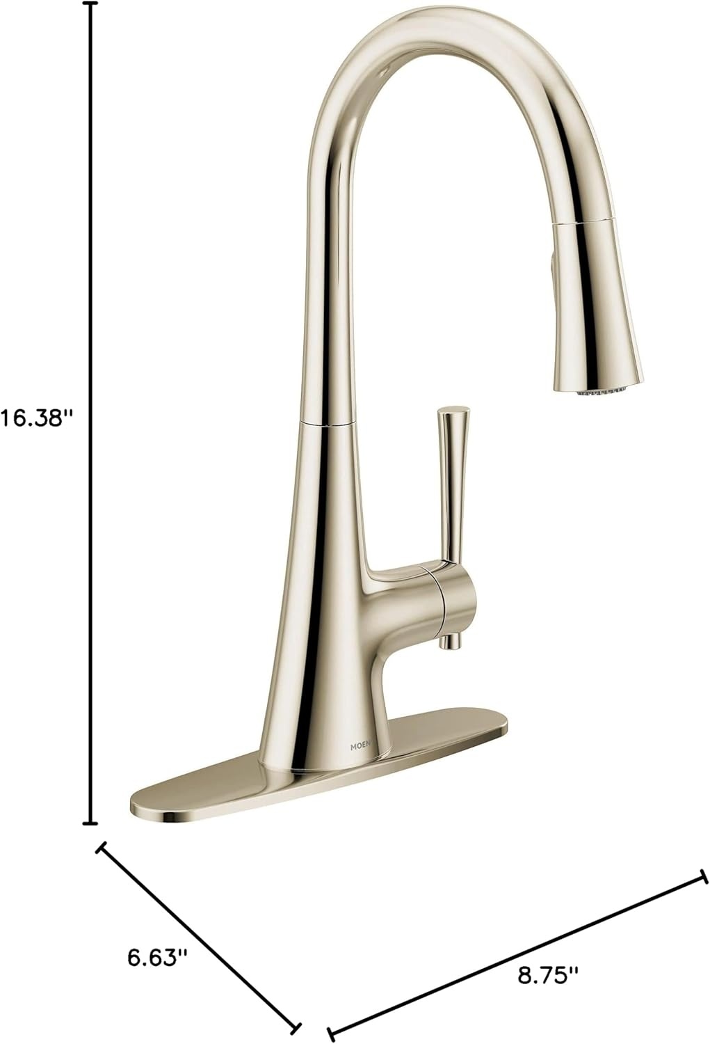 image:imageMoen Kurv Chrome 3in1 Water Filtration Pull Down Kitchen Faucet Water Filter for Sink Faucet Sold Separately F9126Polished Nickel