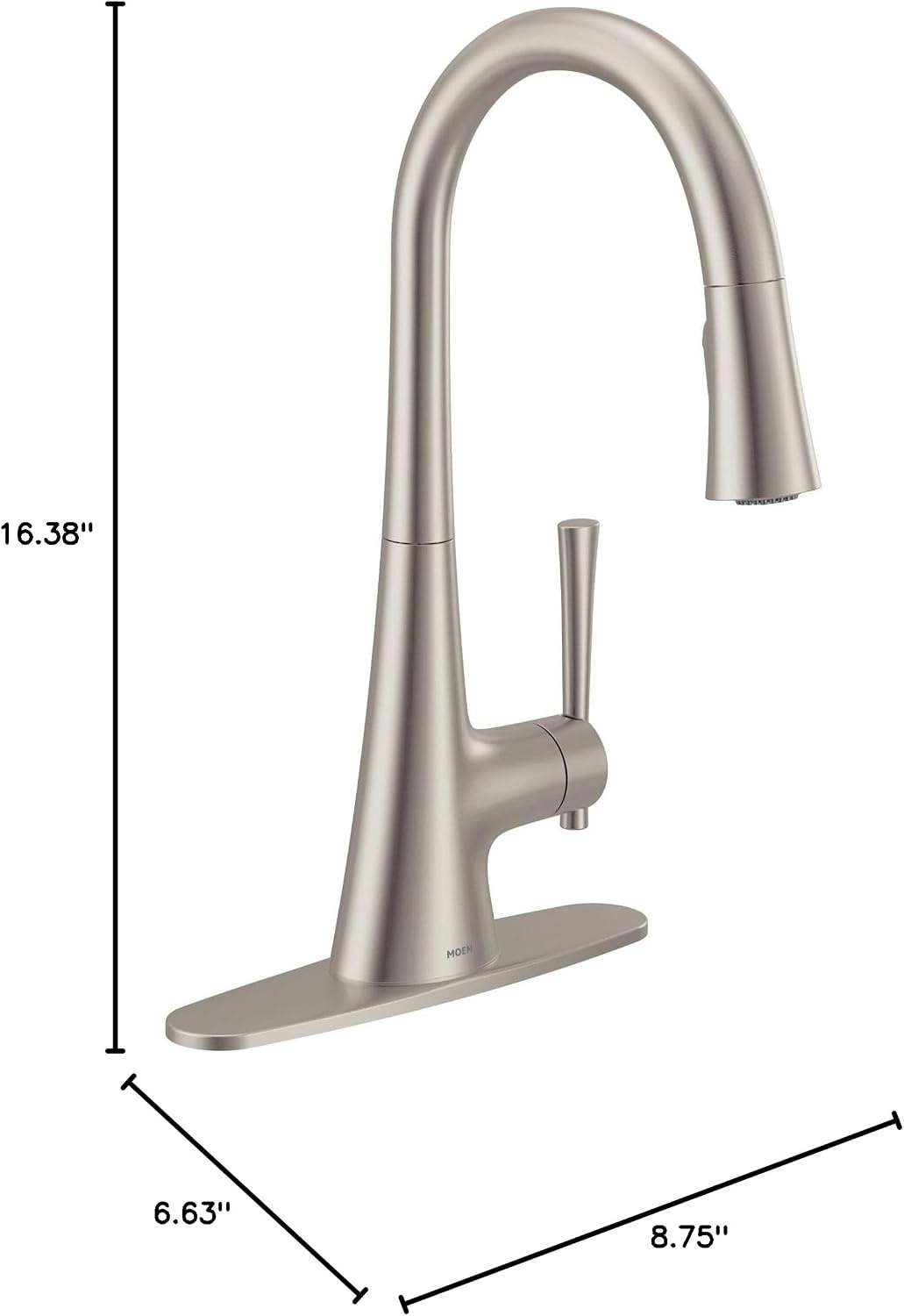 image:imageMoen Kurv Chrome 3in1 Water Filtration Pull Down Kitchen Faucet Water Filter for Sink Faucet Sold Separately F9126Spot Resist Stainless