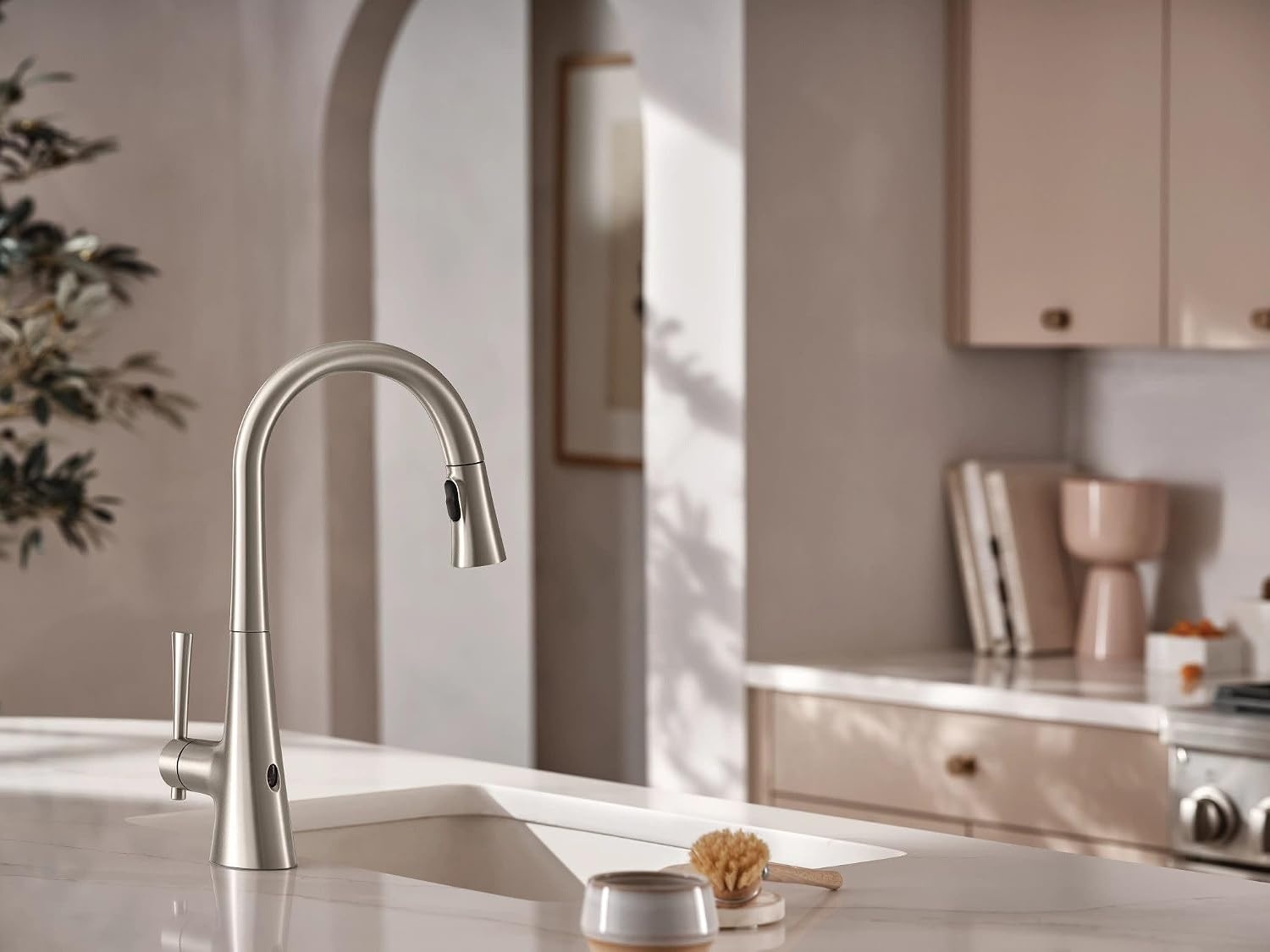 image:imageMoen Kurv Chrome 3in1 Water Filtration Pull Down Kitchen Faucet Water Filter for Sink Faucet Sold Separately F9126Spot Resist Stainless