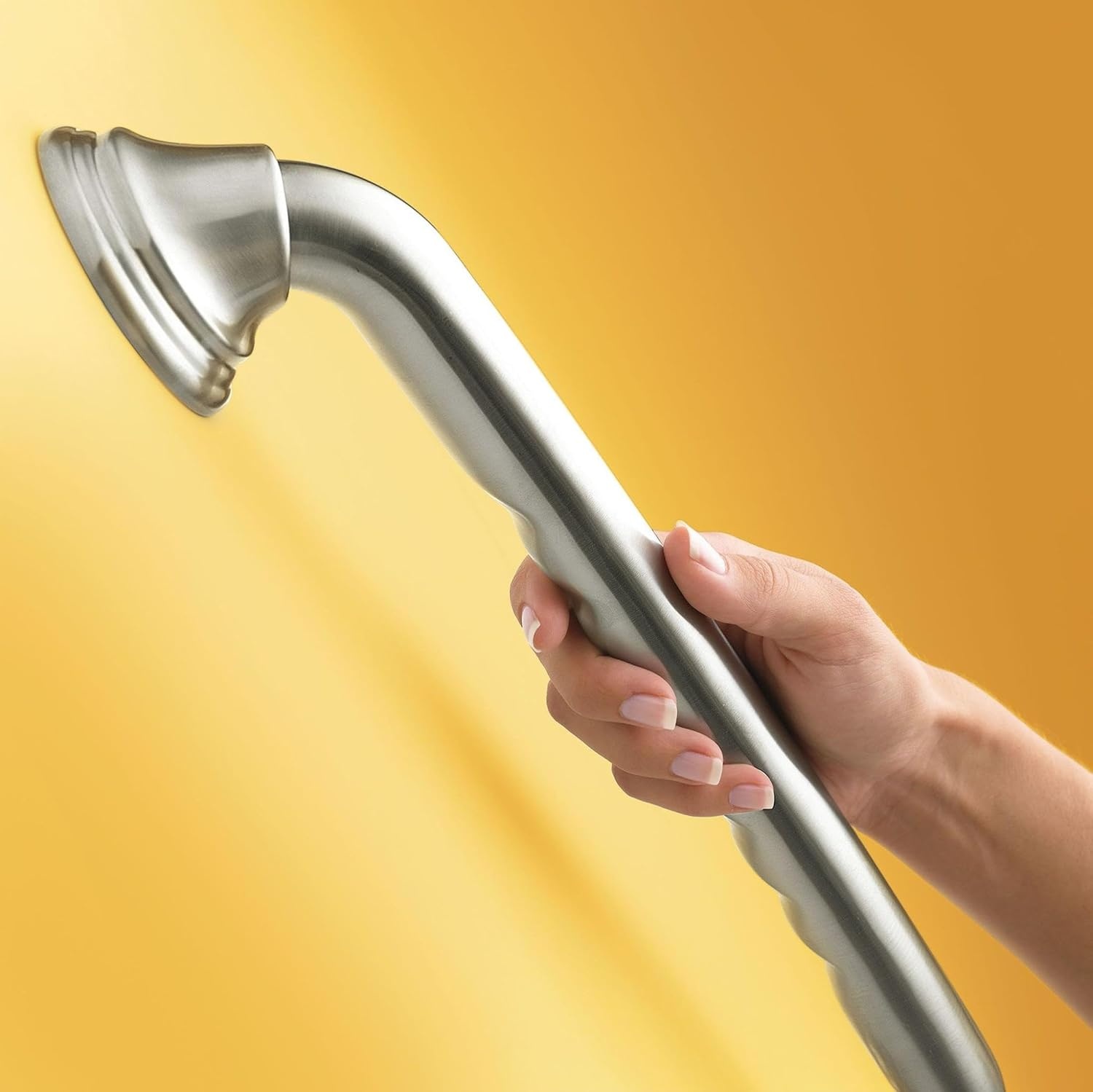 image:imageMoen LR8716D3GOWB Bathroom Safety 16Inch Designer Bathroom Grab Bar with Curled Grip Old World BronzeBrushed Nickel