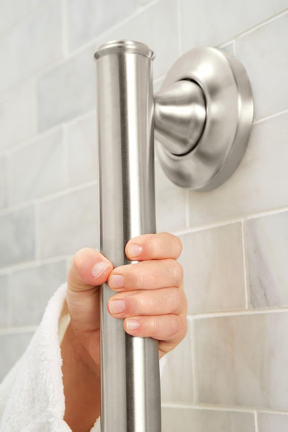 image:imageMoen LR8724D1GOWB Bathroom Safety 24Inch Designer Bathroom Grab Bar with Curled Grip Old World BronzeBrushed Nickel