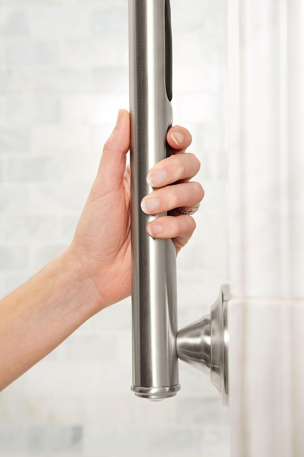image:imageMoen LR8724D1GOWB Bathroom Safety 24Inch Designer Bathroom Grab Bar with Curled Grip Old World BronzeBrushed Nickel