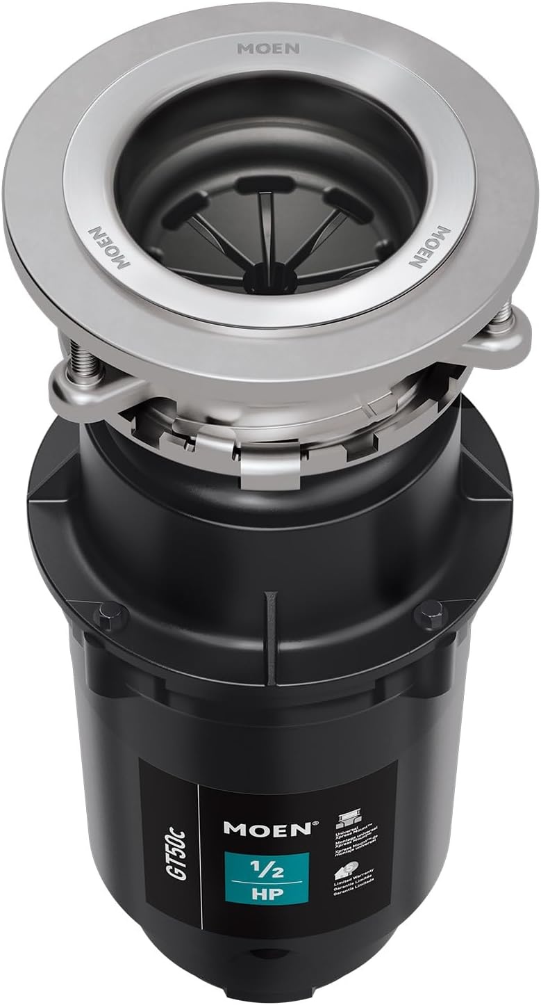 image:imageMoen Lite Series PRO Compact Continuous Feed Garbage Disposal for Kitchen Sink with Power Cord GXP33C05 HP
