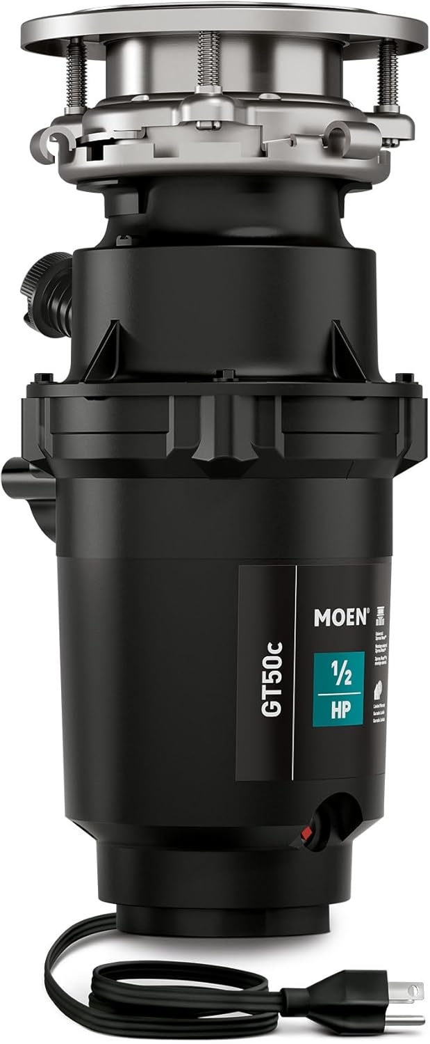 image:imageMoen Lite Series PRO Compact Continuous Feed Garbage Disposal for Kitchen Sink with Power Cord GXP33C05 HP