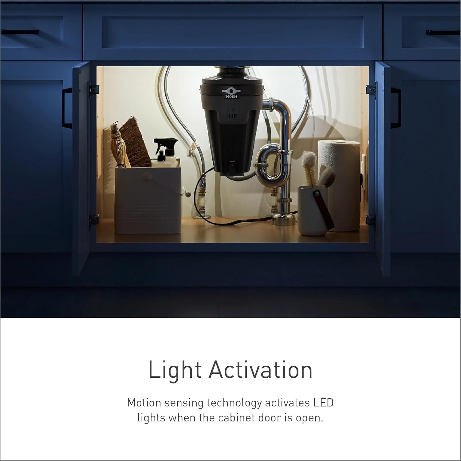 image:imageMoen Lite Series PRO Compact Continuous Feed Garbage Disposal for Kitchen Sink with Power Cord GXP33C1 HP