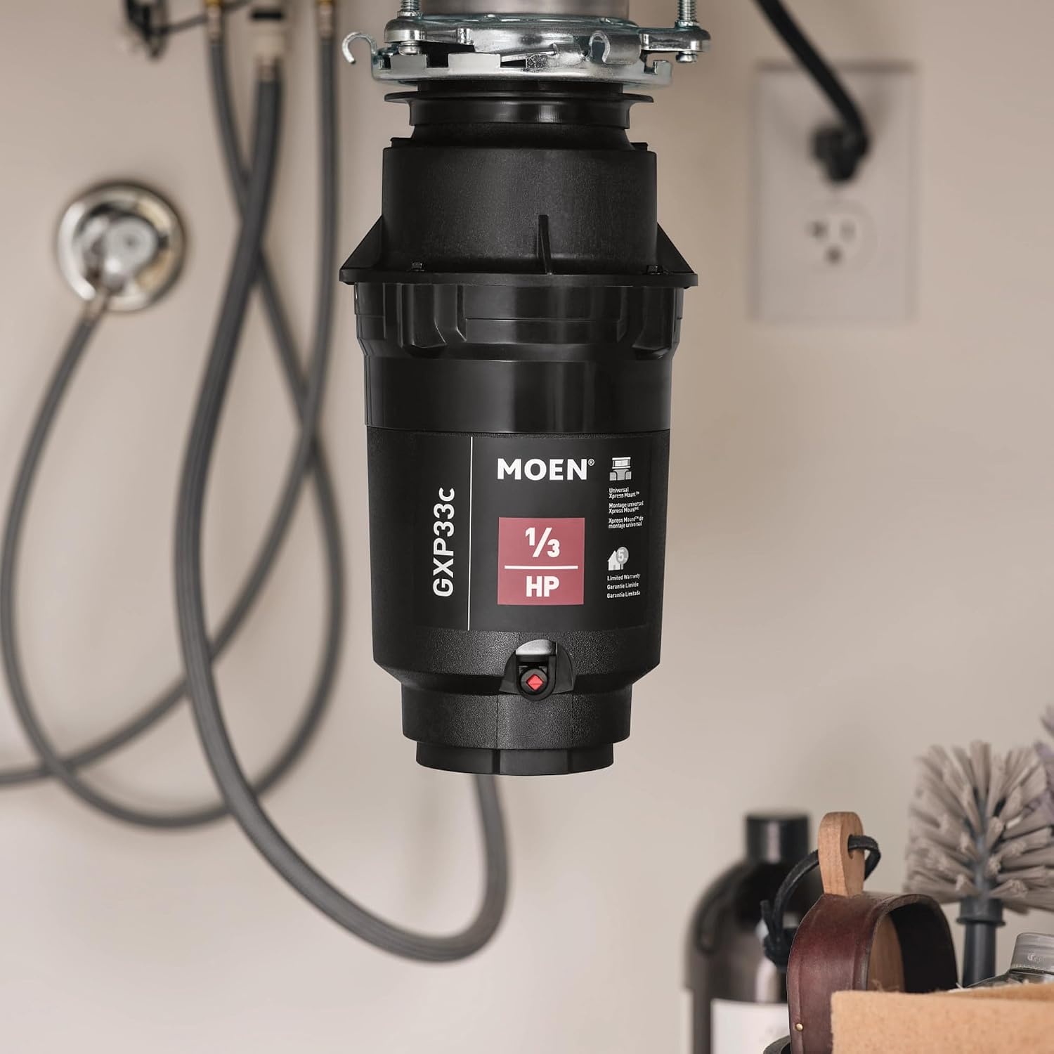 image:imageMoen Lite Series PRO Compact Continuous Feed Garbage Disposal for Kitchen Sink with Power Cord GXP33C13 HP