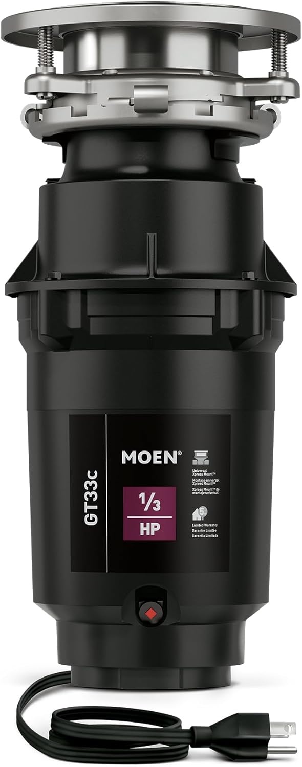 image:imageMoen Lite Series PRO Compact Continuous Feed Garbage Disposal for Kitchen Sink with Power Cord GXP33C13 HP