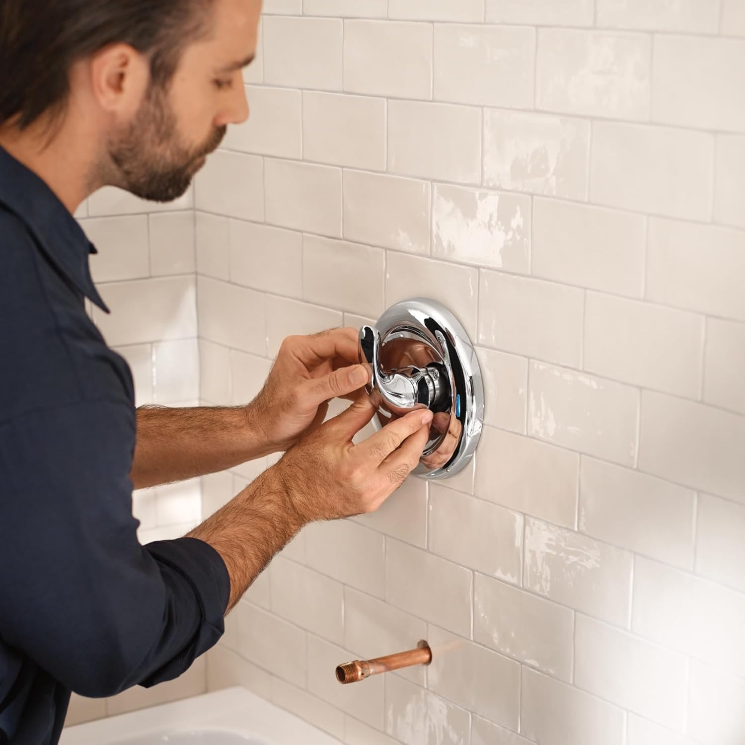 image:imageMoen M Pact PosiTemp Pressure Balancing Brass Tub and Shower Valve with IPS Connections 2510 PosiTemp valve Pressure balancing 12inch IPS connections MPACT system Shower valve05