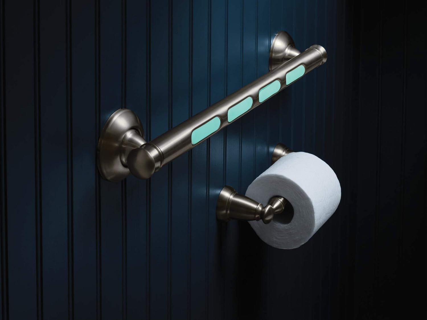 image:imageMoen MLR8718D4GBN Banbury 18 GlowInTheDark Bathroom Grab Bar Brushed Nickel