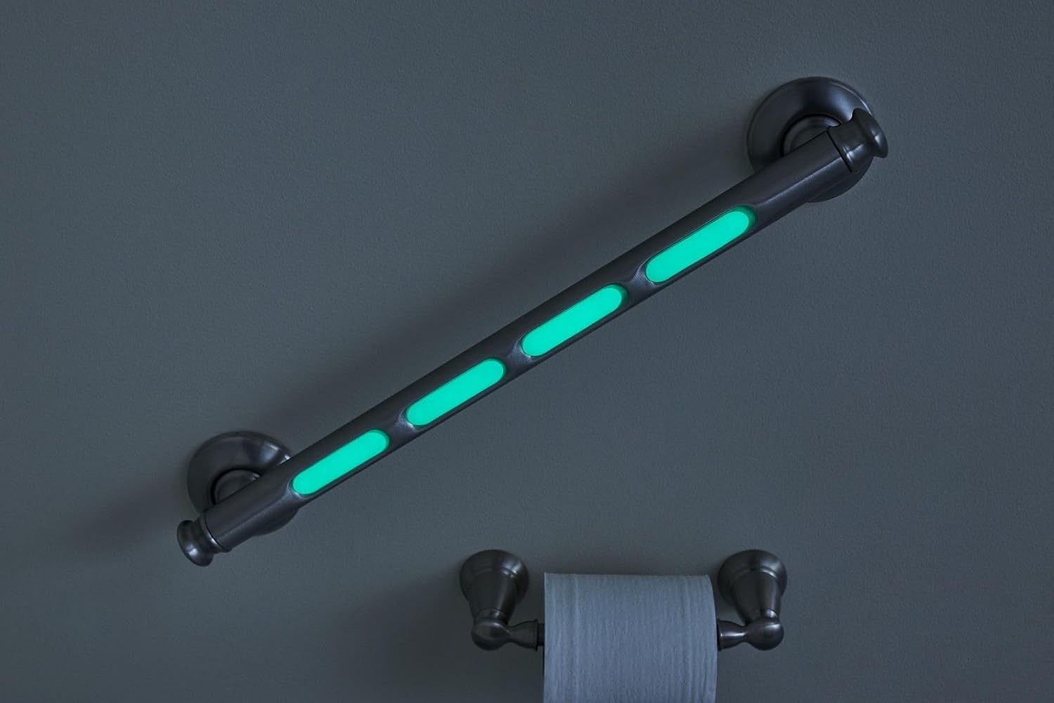 image:imageMoen MLR8718D4GBN Banbury 18 GlowInTheDark Bathroom Grab Bar Brushed Nickel
