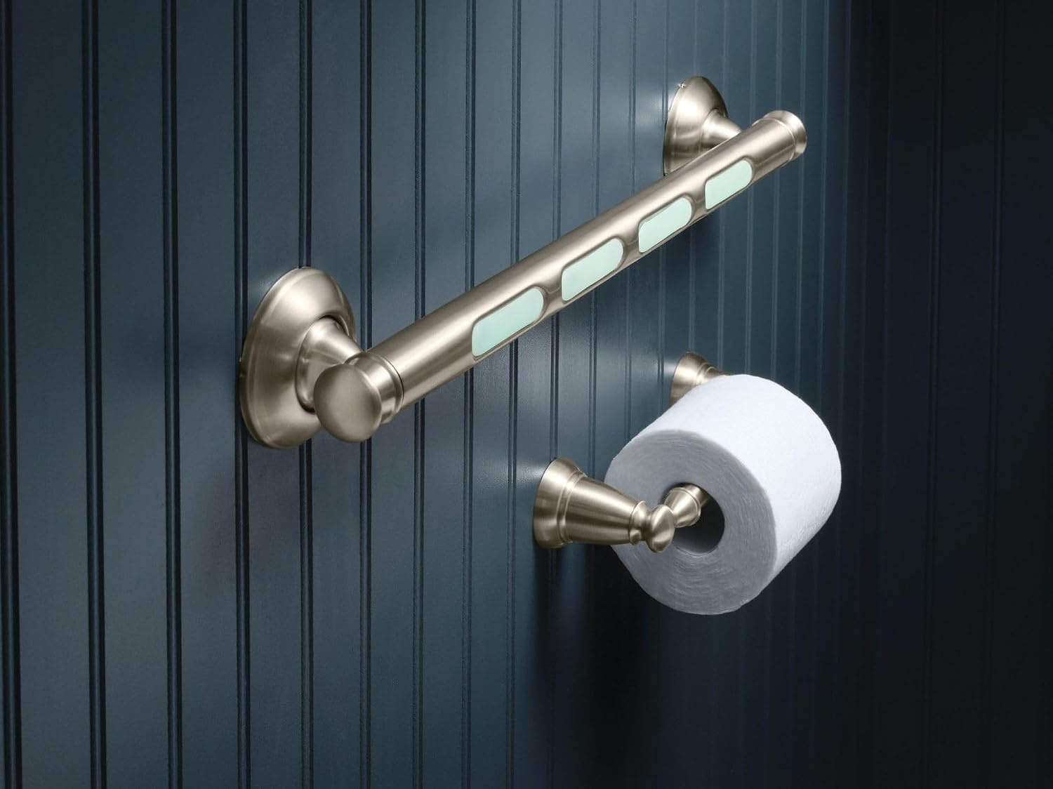 image:imageMoen MLR8718D4GBN Banbury 18 GlowInTheDark Bathroom Grab Bar Brushed Nickel